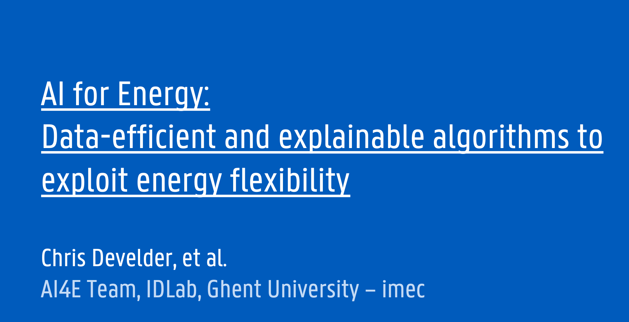 AI for Energy techniques