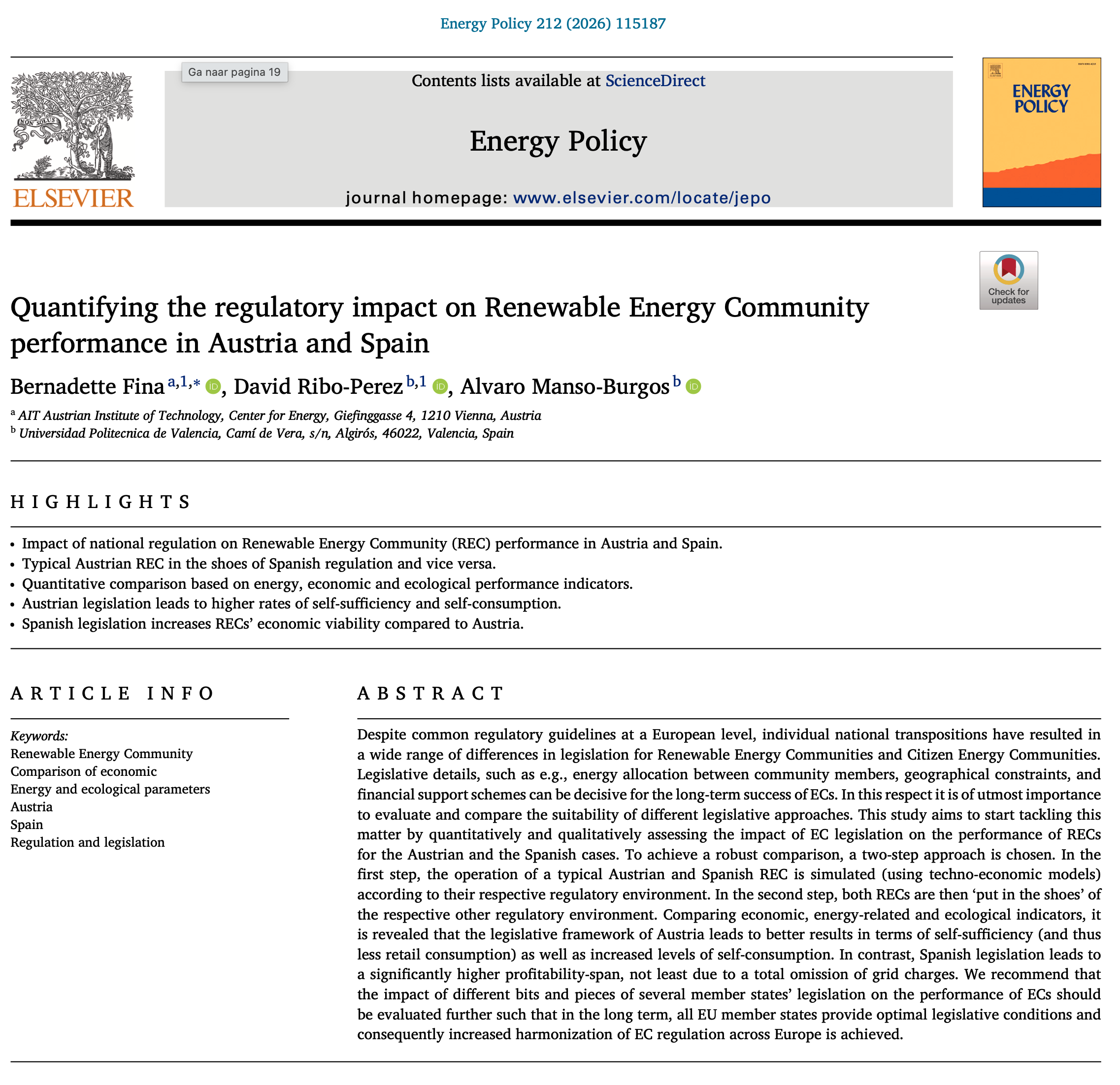 Energy Policy publication